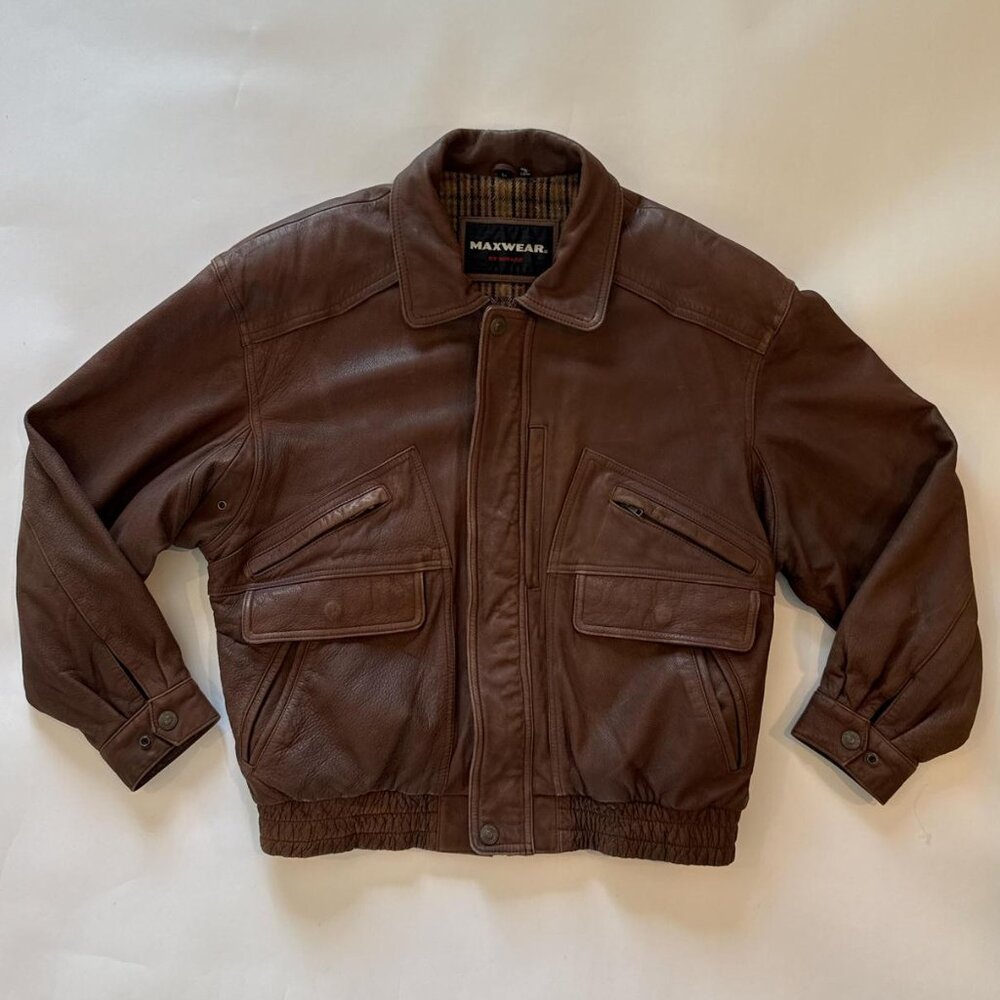 Vintage Maxwear by Mirage Brown Leather Bomber Jacket ☆